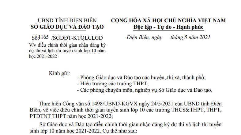 Điều chỉnh nhận đăng ký dự thi và lịch thi tuyển sinh lớp 10