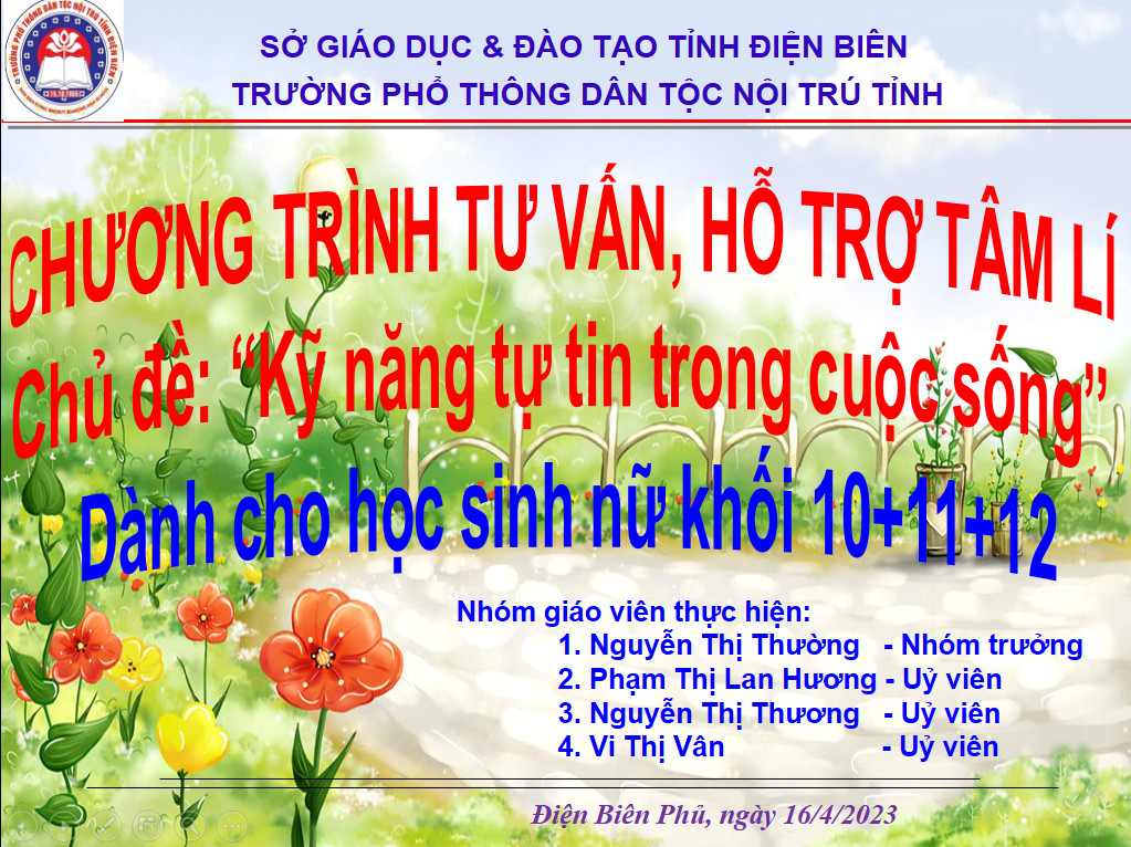 Tư vấn, hỗ trợ tâm lý với Chủ đề ”Kỹ năng tự tin trong cuộc sống’’ dành cho học sinh nữ Trường PTDTNT tỉnh Điện Biên