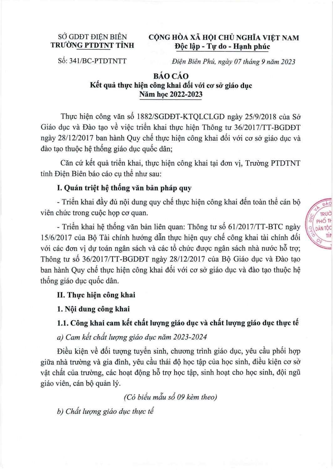 341 bc kết quả thực hiên công khai đối với cơ sở giáo dục năm 2022 2023 page 0001