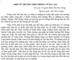 NHỚ VỀ TRƯỜNG PHỔ THÔNG VÙNG CAO