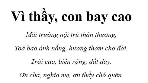 Vì thầy, con bay cao