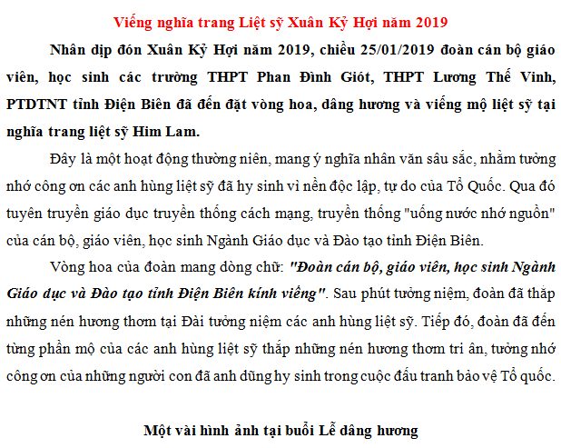 Viếng nghĩa trang Liệt sỹ Xuân Kỷ Hợi năm 2019