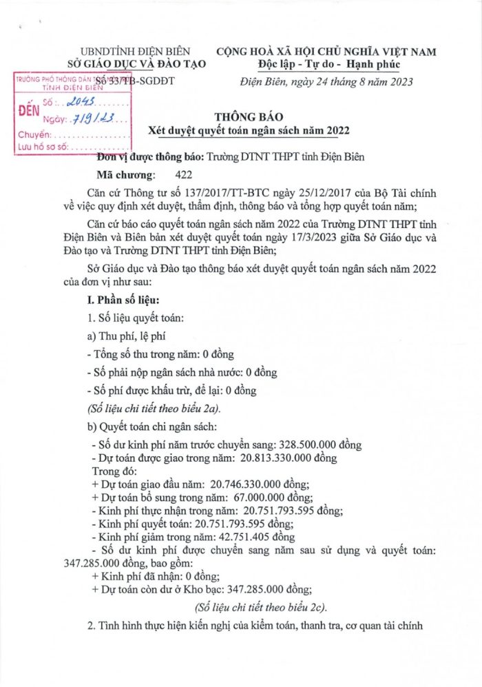 33  KHTC  thông báo xét duyệt quyết toán ngân sách  page 0001