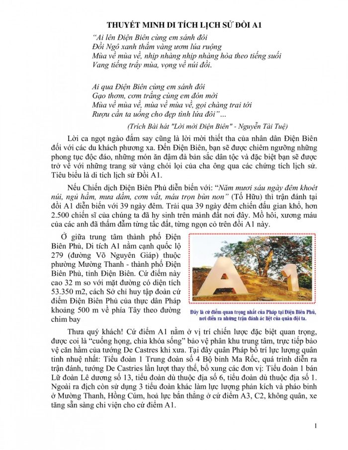 THUYẾT MINH DI TÍCH LỊCH SỬ ĐỒI A1
