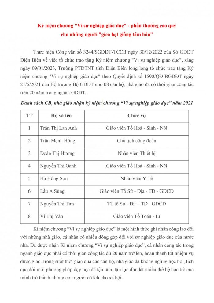 Kỷ niệm chương "Vì sự nghiệp giáo dục"