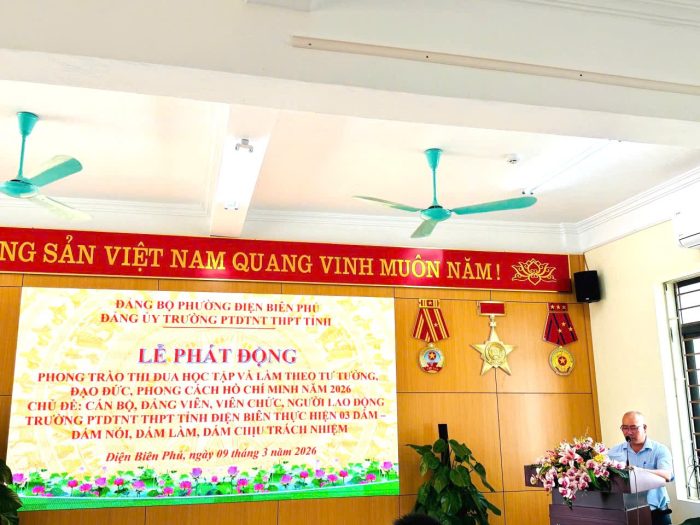 Đảng ủy Trường PTDTNT THPT tỉnh Điện Biên  Phát động phong trào thi đua học tập và làm theo Bác với tinh thần “03 dám”