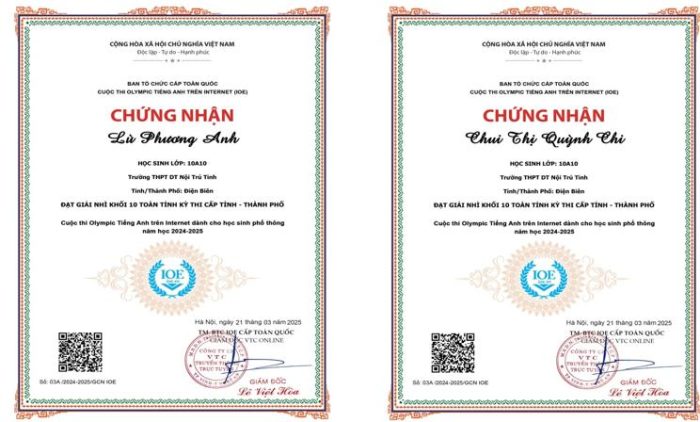 VINH DANH THÀNH TÍCH TRONG KỲ THI IOE CẤP TỈNH