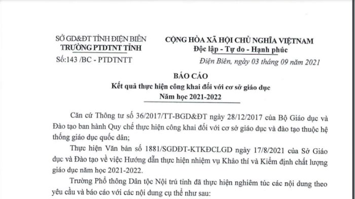 BÁO CÁO KẾT QUẢ THỰC HIỆN CÔNG TÁC CÔNG KHAI