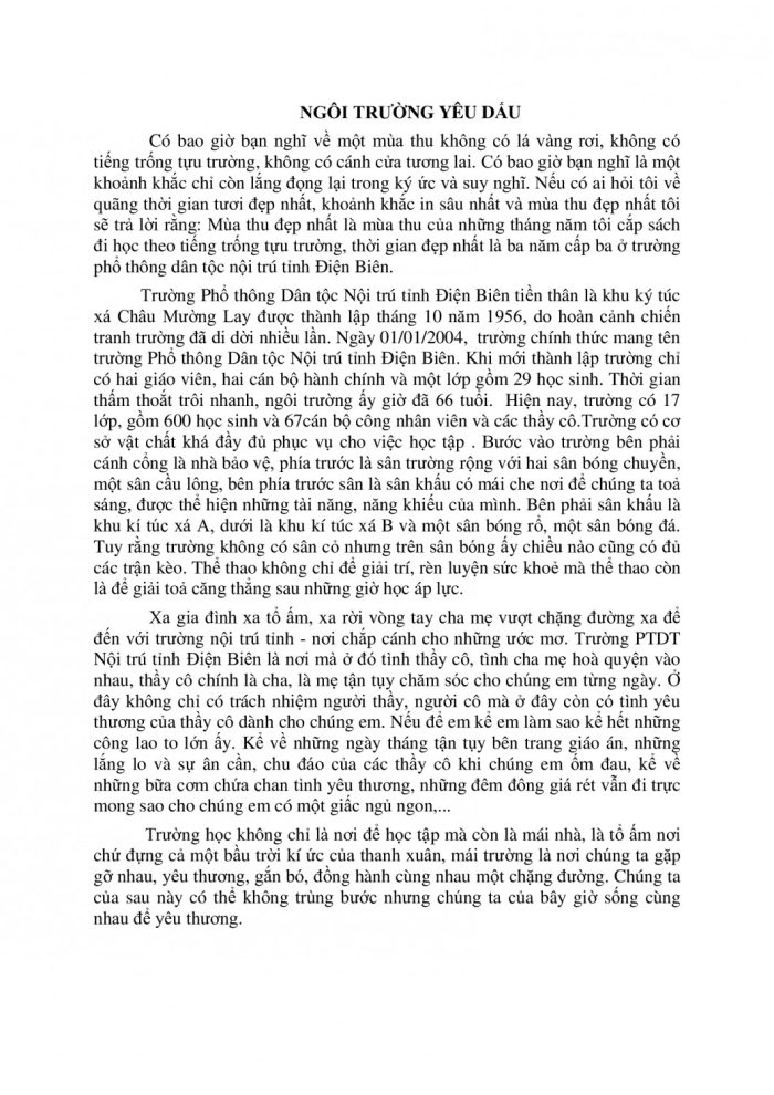 NGÔI TRƯỜNG YÊU DẤU