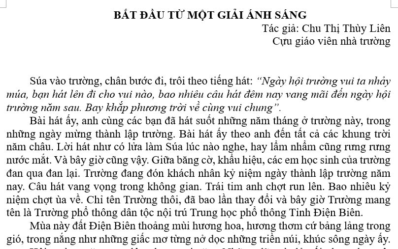 BẮT ĐẦU TỪ MỘT GIẢI ÁNH SÁNG