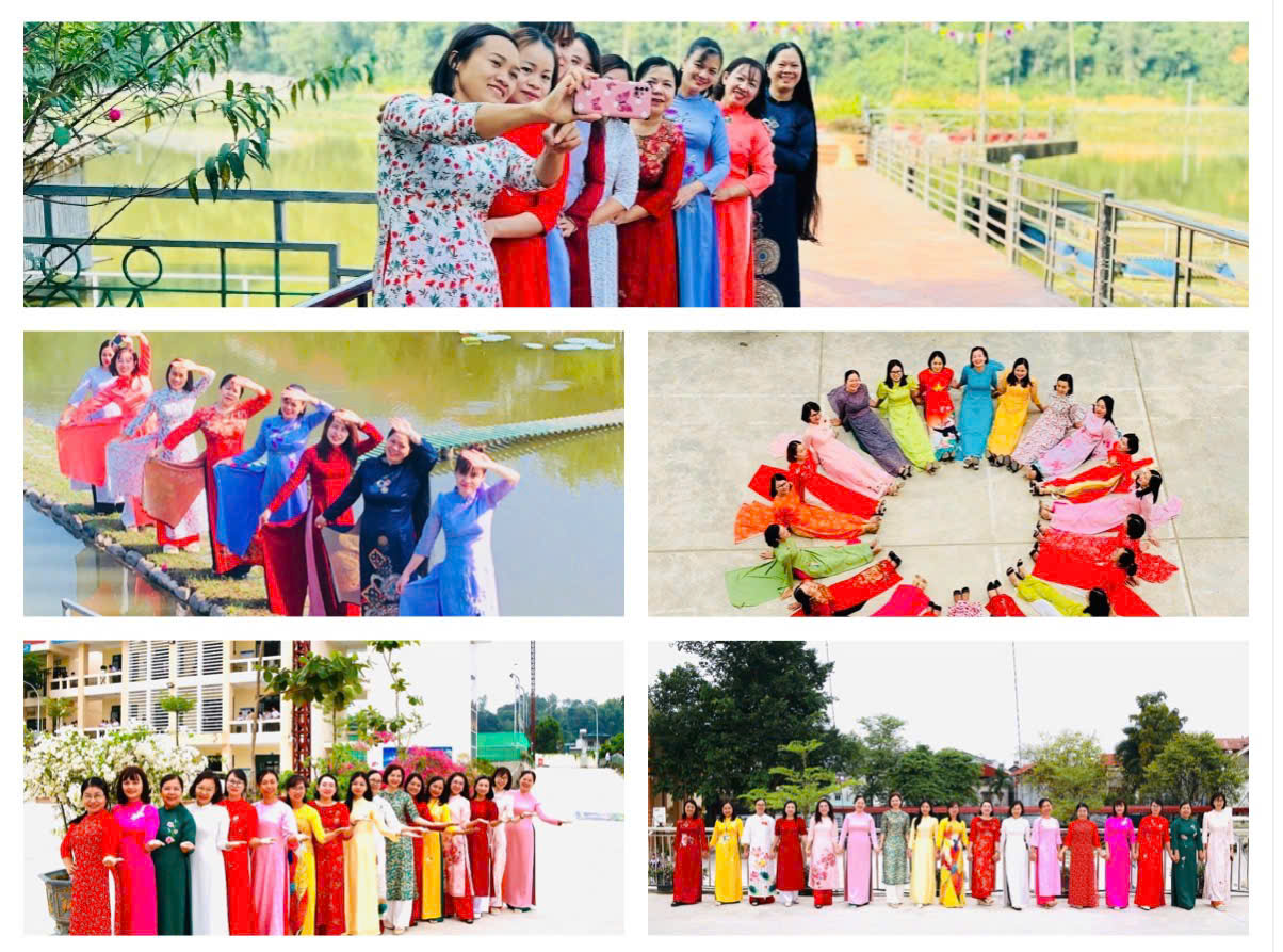 'A group of women in different dresses

Description automatically generated'