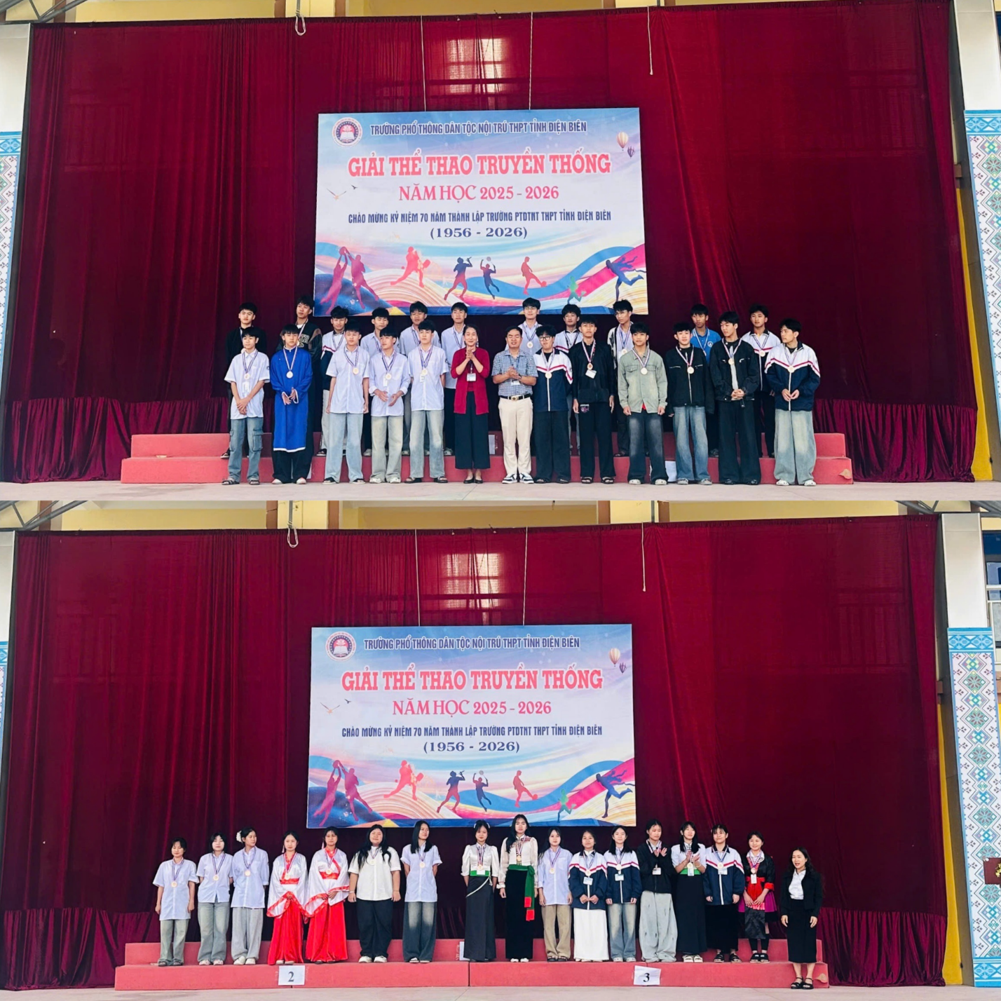 ''A group of people standing on a stage

Description automatically generated''